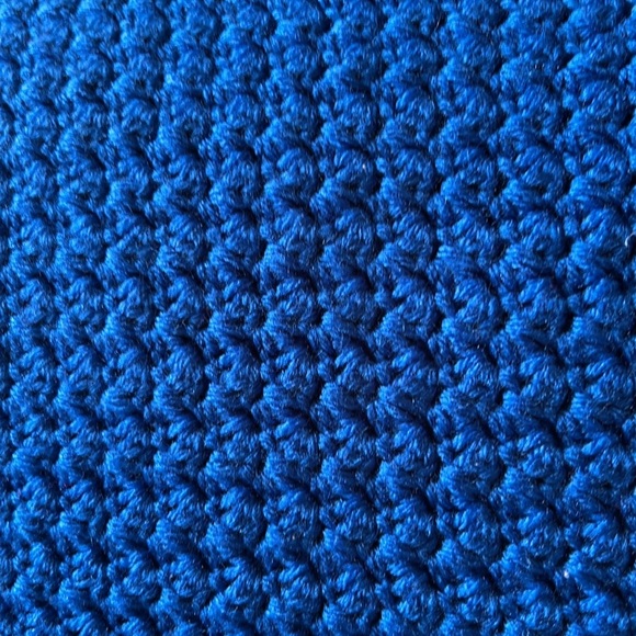 Hand Crafted Bright Blue Knit Throw Pillow Cover 18 x 18 Hand Crochet Heirloom - Picture 8 of 16